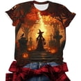 thumbnail image 4 of Junur Women's Midsummer Witches Gather T-Shirt Halloween Witch Party Shirts Short Sleeve Crew Neck Flowers Moon Graphic Tees S-5XL, 4 of 6