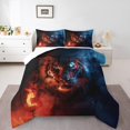 thumbnail image 2 of Gothic Tiger Comforter Set Red Blue Fire Quilt,African Safari Animals King Bedding Set,Exotic Western Wildlife Duvet Insert,Boho Room Decor, 2 of 5