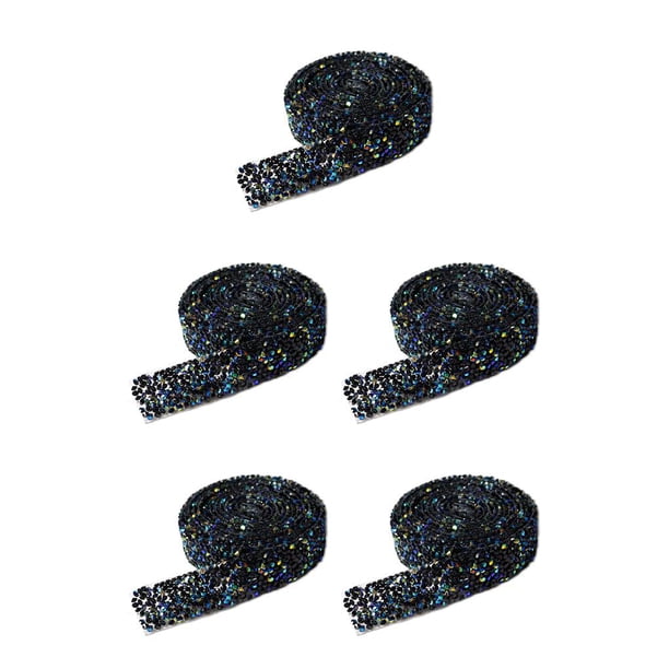 Inteprter Bling Stickers Fix Decor Beads Tira de taladro adhesivo de fusión en caliente para adorno de automóvil Black AB 1 Code 3.5cmWidth Type2 NO2