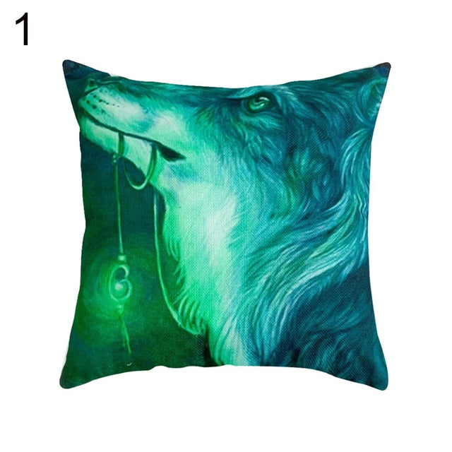 PENGXIANG Wolf Print Soft Peach Skin Throw Pillow Cover Case Cushion Home Sofa Car Decor