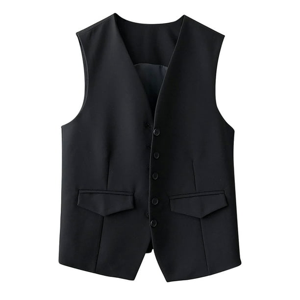 Women Suit Vest Coat Button Winter Sleeveless V-neck Solid Outerwear Nursing  Tops ,Black,M 
