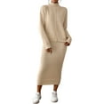 thumbnail image 3 of Women'S Two Piece Sweater Skirt Sets Knit Sweater Top Bodycon Skirt 2 Piece Outfits Apricot Color S, 3 of 9
