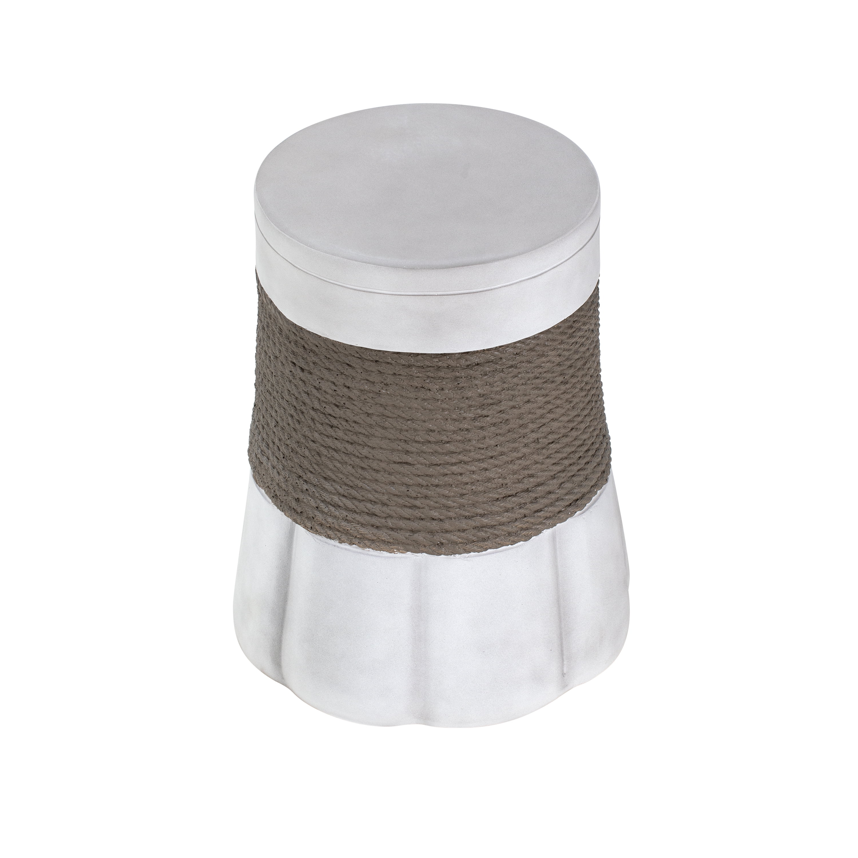 Mintazer Woven Rope Fan Base MGO Round Side Table, Weatherproof Indoor Outdoor Cylindrical Accent End Table for Patio Balcony Living Room