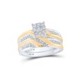 thumbnail image 2 of 10kt Two-tone Gold His Hers Round Diamond Cluster Matching Wedding Set 1/3 Cttw, 2 of 3