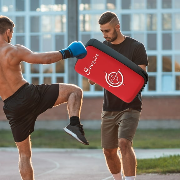 Soozier Curved Kick Shield Muay Thai Punching Pad for Martial Arts, Karate, Kickboxing, MMA, Taekwondo x 1 Unit, Red