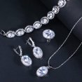 thumbnail image 4 of CZ Oval Shape Pendent Necklace Huggie Earrings Bracelet Ring Pageant Jewelry Set, 4 of 5