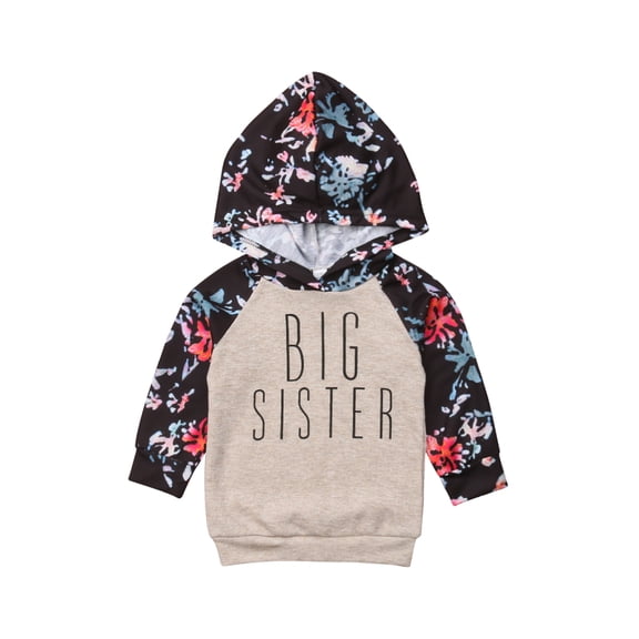 Baby Girl Clothes Big Little Sister Matching Outfits Infant Newborn Long Sleeve Hoodie Romper Overall Floral Jumpsuit Fall Winter Clothes