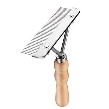 Long Tooth Undercoat Dog Rake,Anti-Slip Wood Handle Grooming Rake,Steel Comb for Long Hair Pet