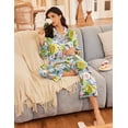 thumbnail image 3 of Ekouaer Silk Satin Pajamas for Women Button Down Pjs Set Long Sleeve Loungewear 2 Piece Wide Leg Sleepwear, 3 of 6