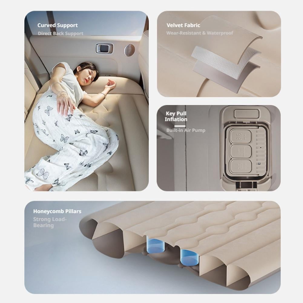 Inflatable Car Mattress for Back Seat, SUV Trunk Travel Bed with Built-in Pump, Portable Camping Sleeping Pad for Road Trips, Outdoor Adventures