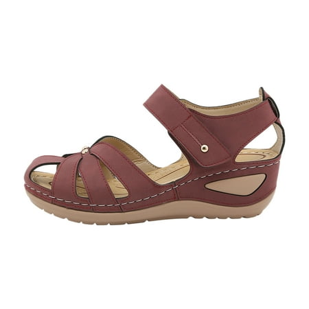 

YanHoo Women s Wedge Arch Support Sandals Hollow Out Elastic Strap Orthopedic Sandal Summer Casual Shoes