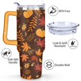 thumbnail image 3 of Maple Leaf Pumpkins in Autumn 40 Oz Tumbler with Handle Lid and Straw, Stainless Steel Double Walled Vacuum Insulated Cup, Cute Birthday Gifts Tumbler for Women Men Friends, 3 of 7
