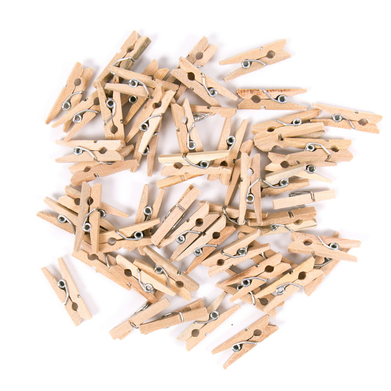 On The Surface Small Wooden Clothespins, 24-Pack of Mini Clothespins 