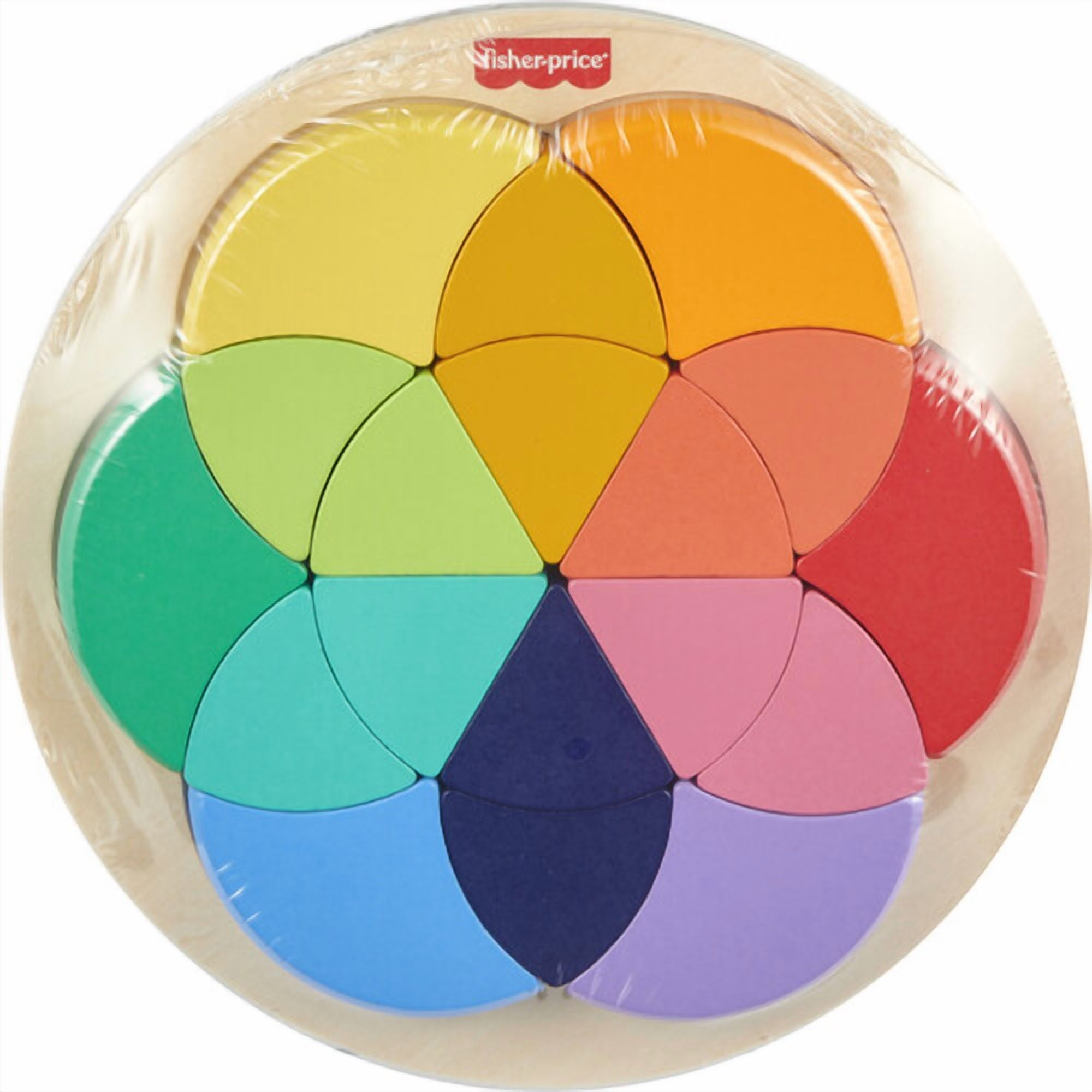 Casse-tête en bois de la roue des couleurs de Fisher-Price, jeu de tri des formes pour les enfants d’ge préscolaire, 19pièces en bois