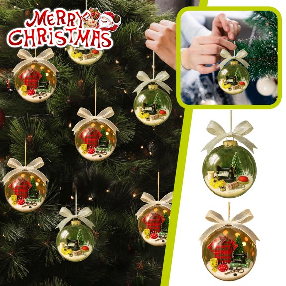 feijiafs Christmas Transparent 3D Ornament Balls with Snowflake Sewing Decor Hanging Clear Baubles for Xmas Tree Decorations Holiday Party Home Indoor Decorative Pendant