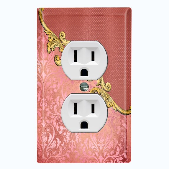 Metal Light Switch Plate Cover Red Floral Damask Frame Honeycomb Trim DAM056