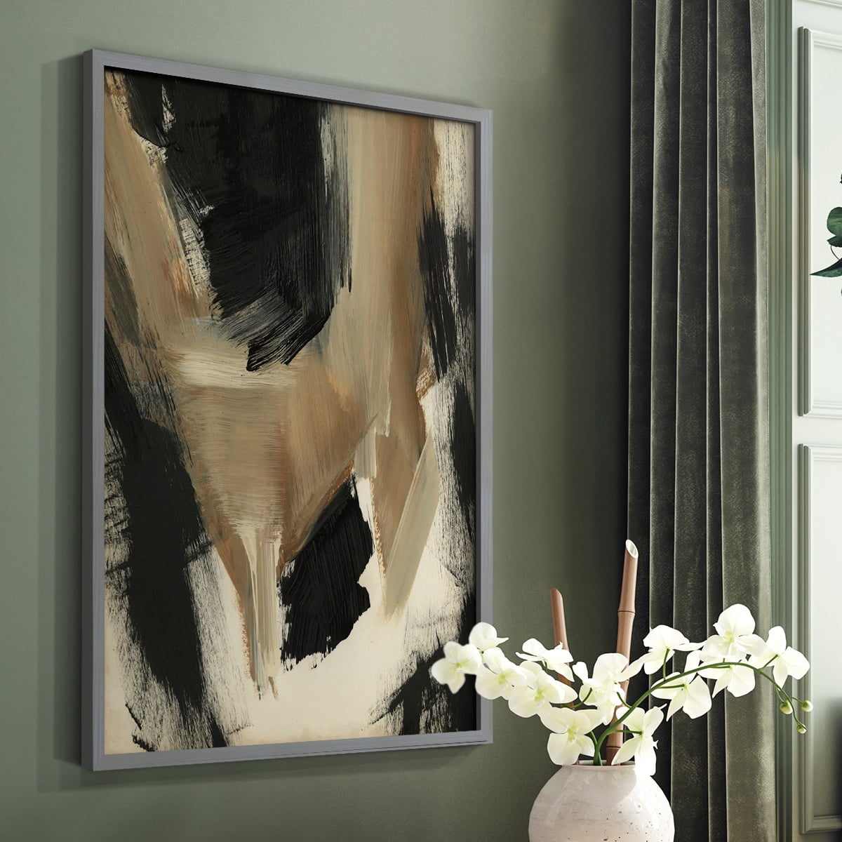 Baked Paintstrokes II Framed Print in Gray Solid Wood Framed Print No Nail Hanging