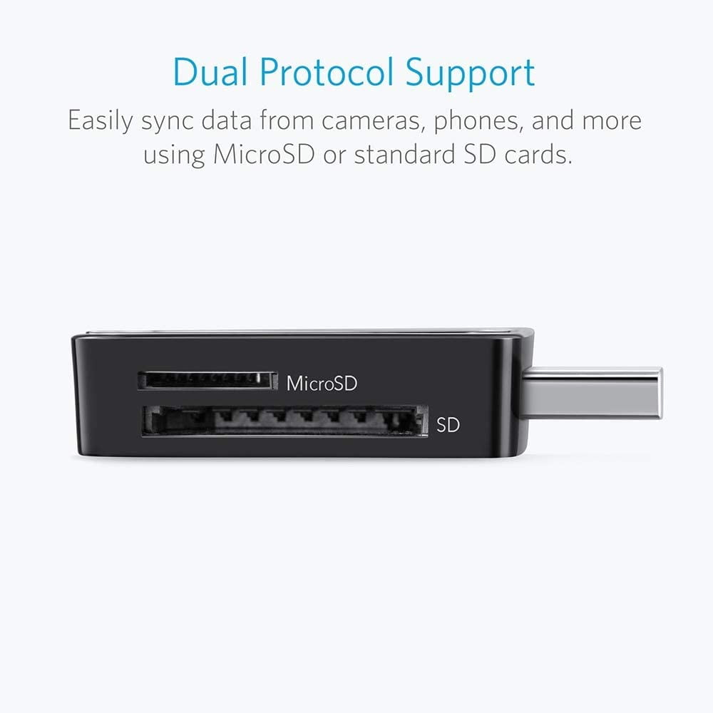 Anker 2-in-1 USB 3.0 Memory Card Reader for SDXC, SDHC, SD, MMC, RS-MMC, Micro SDXC, Micro SD, Micro SDHC Cards