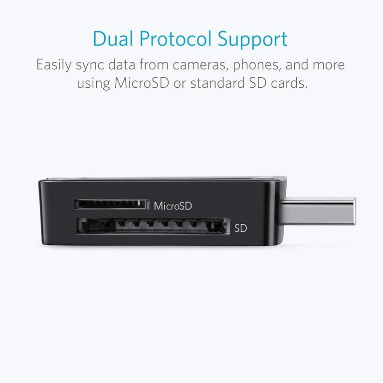  Anker USB-C and USB 3.0 SD Card Reader, PowerExpand+ 2-in-1  Memory Card Reader with Dual Connectors, for SDXC, SDHC, SD, MMC, RS-MMC, Micro  SDXC, Micro SD, Micro SDHC Card, and UHS-I