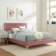 thumbnail image 2 of Platform Bed Frame, Tufted, Twin Size, Pink, Velvet, Mid Century Bedroom, Modern Contemporary Boutique HB35564, 2 of 8