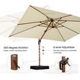 thumbnail image 5 of PURPLE LEAF 9 x 12FT Deluxe Rectangle Wood Grain Patio Umbrella with Base, Large Offset Cantilever Umbrella with 360° Rotation, Cream, 5 of 8