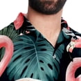 thumbnail image 5 of Flamingo Tropical Rainforest Men's Short Sleeve Button Down Casual Beach Printed Shirts, 5 of 6