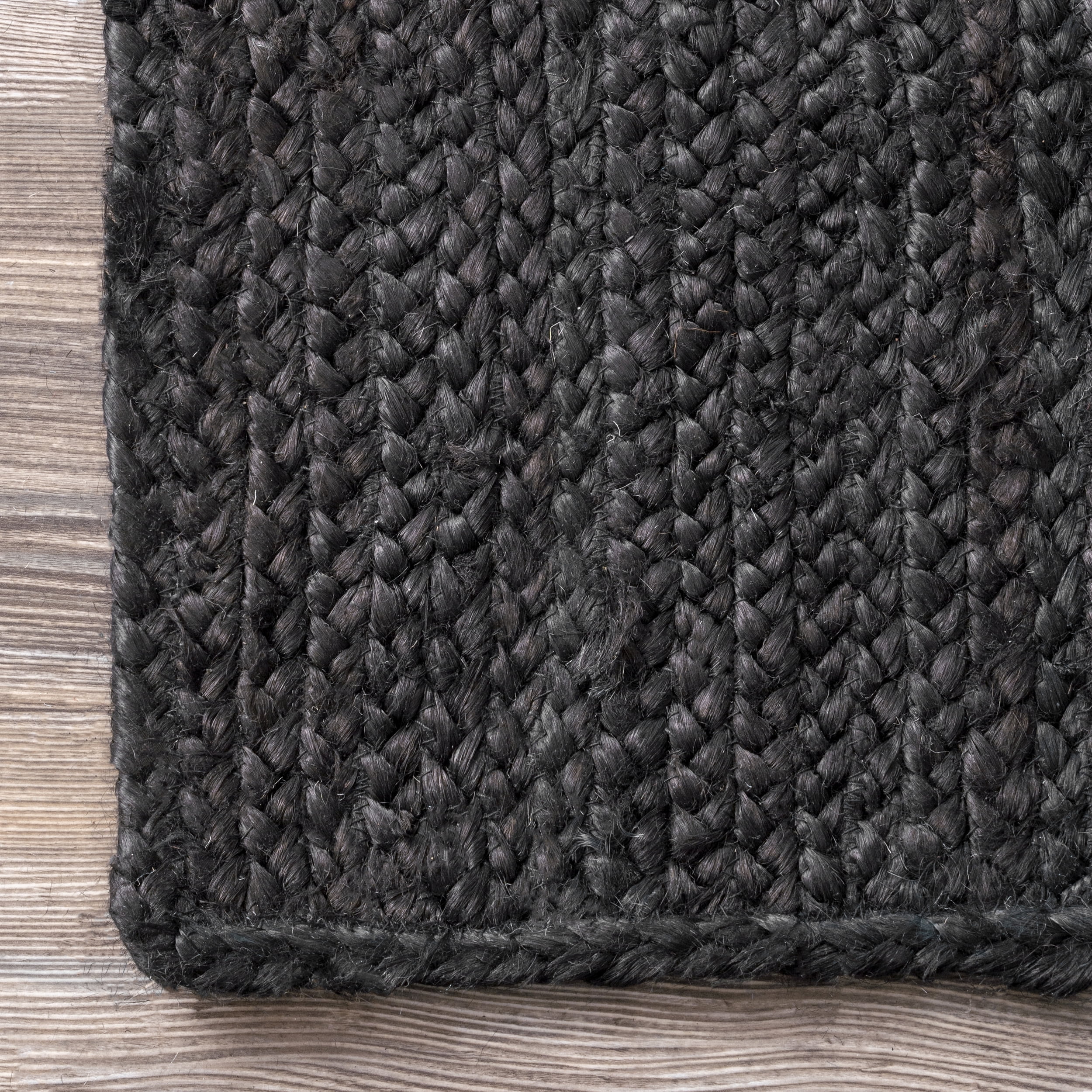 nuLOOM Rigo Hand Woven Farmhouse Jute Area Rug, 3' x 5', Black