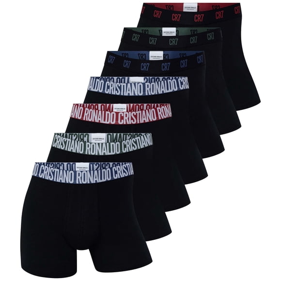 CR7 Calzoncillos, pack de 7 - calzoncillos, algodón elástico, logo en cintura Negro/Verde/Azul/Rojo S (Small)