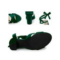 thumbnail image 4 of BLISSFUL STEP Women's Shoes Velvet Chunky Heel Crisscross Lace Up Open Toe Sandals Green 9, 4 of 7