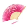 thumbnail image 2 of Antique Folding Fan, Chinese Traditional Dance Fan, Bamboo Frame Handheld Fan With Floral Motifs And Tassel Decoration For Performance And Decor, 2 of 7