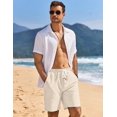 thumbnail image 2 of COOFANDY Mens 2 piece Flat Front Shorts Elastic Waist Linen Lightweight Breathable Shorts, 2 of 6