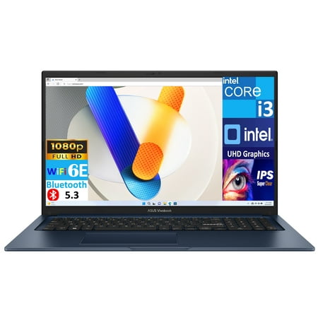 ASUS Vivobook 17 Everyday Value Laptop 17.3in IPS FHD Display (Intel i3-1215U, 16GB DDR4, 1TB PCIe SSD, Intel UHD, WiFi 6E, Webcam, Bluetooth 5.3, Win 11 Home)