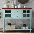 thumbnail image 3 of Console Table Buffet Table Sideboard Cabinet Table Rustic Buffet Cabinet with Two Storage Drawers Two Cabinets and Bottom Shelf for Living Room and Entryway, Antique Blue, 3 of 7