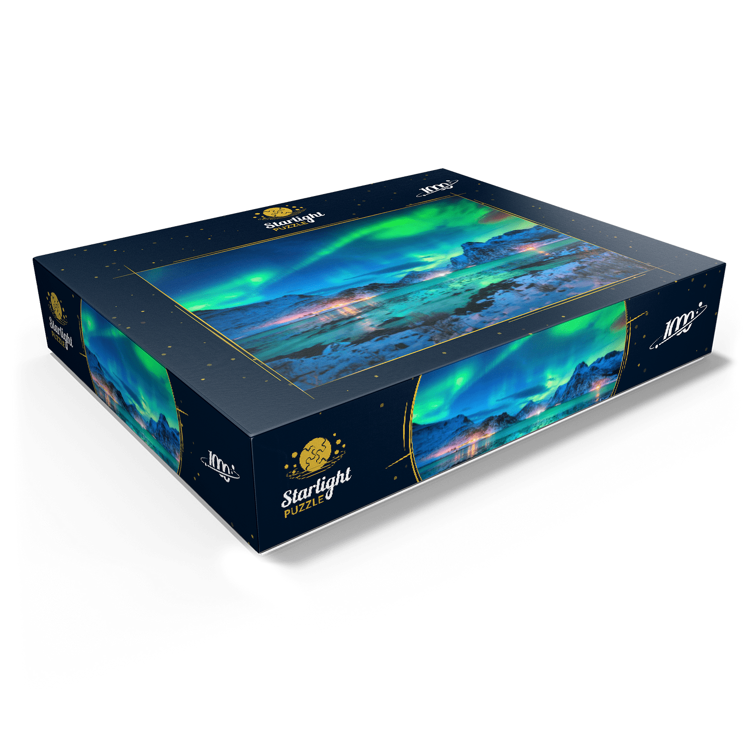 MyPuzzle - Aurora Borealis Over Sea Coast, Lights At Night. Northern Lights On Lofoten Islands, Norway - Premium 1000 Piece Jigsaw Puzzle for Adults