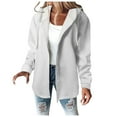 thumbnail image 2 of GaThRRgYP Warm Autumn Winter Versatile Jacket for Ladies,Women's Solid Color Long-sleeved Long-sleeved Hooded Casual Coat White L, 2 of 5