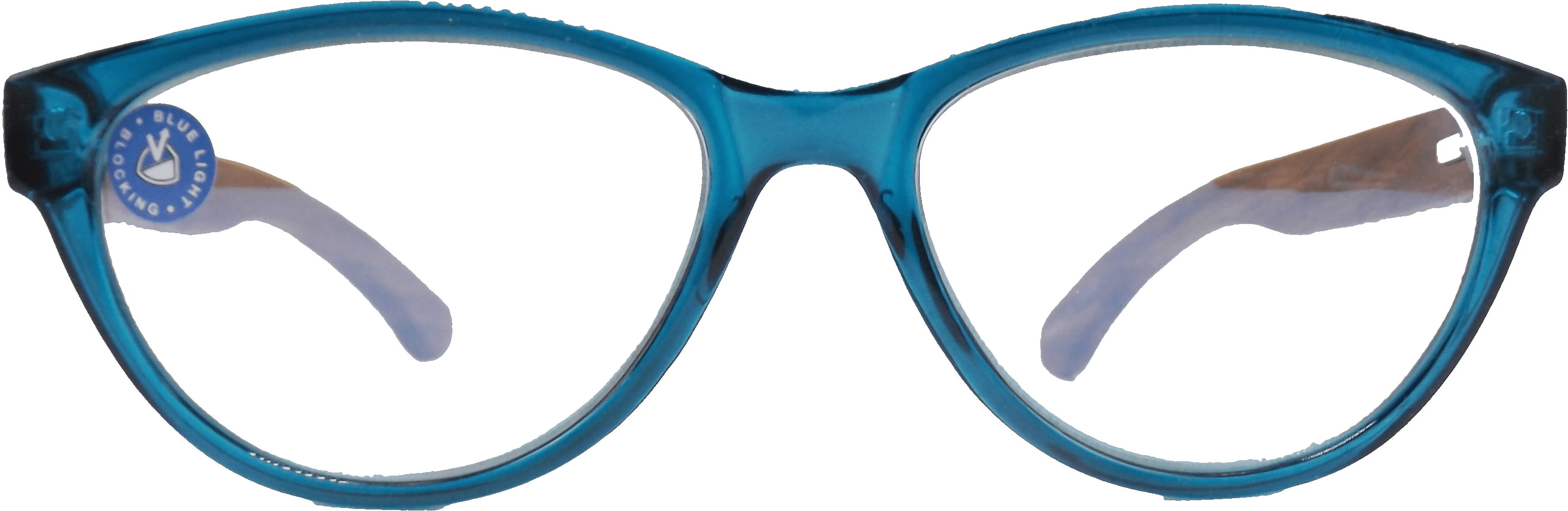 EYEGEMS Brand Blue Light Blocking Computer Reading Women Glasses +2.00 Eco Friendly Sustainable  Ladies Walnut Wood  Teal 3461