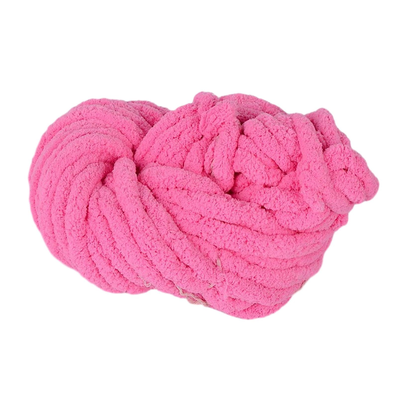 Abbraccia Chunky Chenille Yarn Acrylic Fibers Gauge 7 Jumbo Giant Washable Bulky Yarn Thick Yarn for Sofa Throw Crocheting Hat Blanket Dark Pink