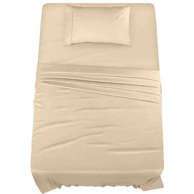Juego de sábanas Utopia Bedding Twin XL de microfibra cepillada, color beige