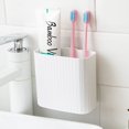 thumbnail image 4 of Nvzi Estante de almacenamiento de pared para baño de 3 piezas, lavabo doméstico, caja de almacenamiento no perforada, peine grueso, pasta de dientes, estante de almacenamiento para baño (naranja), 4 of 5
