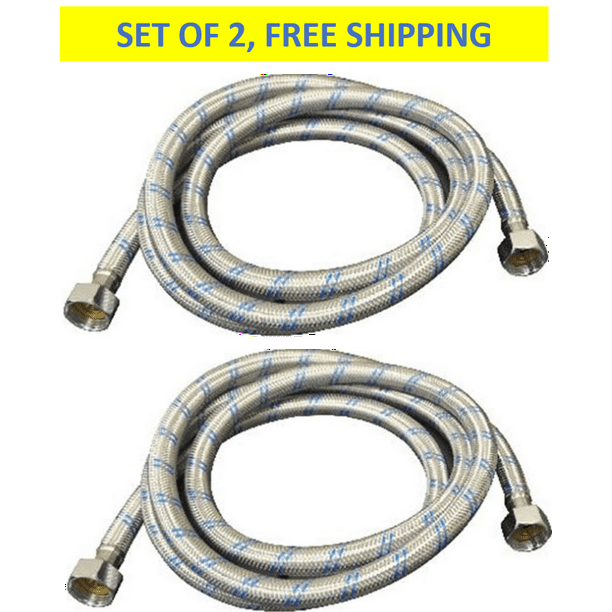 Set of 2 Faucet Connector Stainless Steel, Braided 1/2" x 1/2" x 48