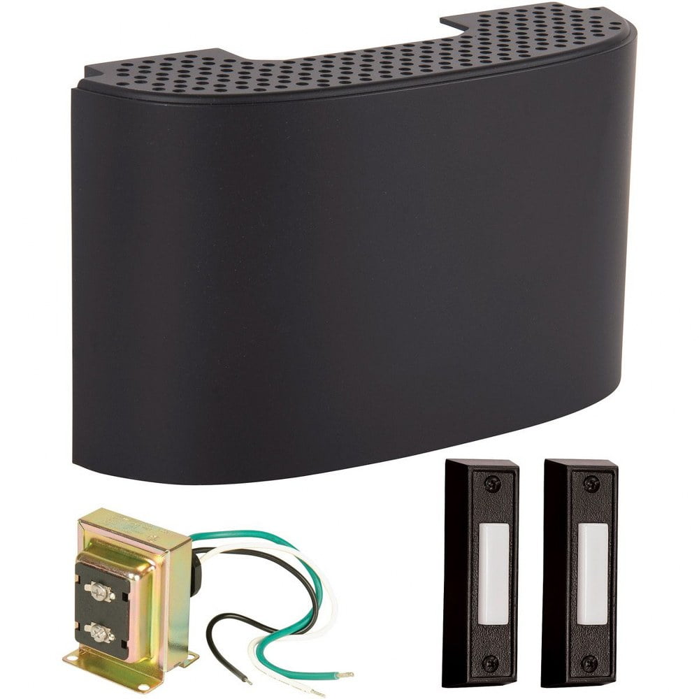 Flat Black Designer Door Chime Kit with Transformer and Buttons