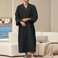 thumbnail image 2 of Men’s Lightweight Seersucker Bathrobe Cotton Classic Casual Nightwear with Pockets, 2 of 9