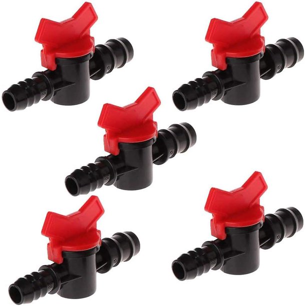 Interruptor de riego de válvula Válvula de plástico PE Accesorios para acuarios con válvulas Válvula de globo Regulador de válvula utilizado para riego de césped de jardín y pecera 5 piezas