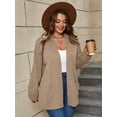 thumbnail image 3 of SHOWMALL Women's Plus Open Front Fall Cardigan V Neck Sweater Long Sleeve Causal Button Down Soft 3X Latte Warm Knit Cardigan, 3 of 10
