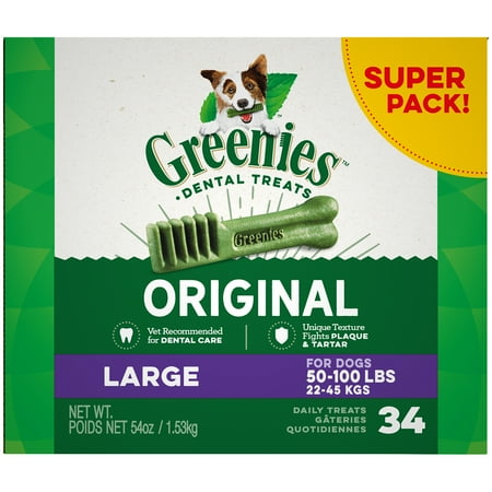 4 Greenies - GREENIES Original Large Natural Dental Dog Treats, 54 oz. Pack