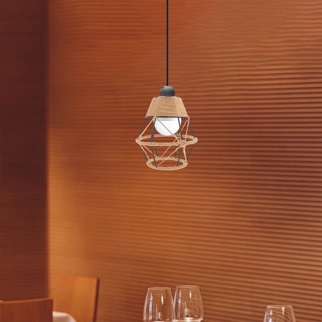 unbranded Pantalla De De Metal Con Jaula Tejida Y Cuerda Natural Para Iluminación Estilo Rústico