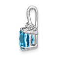 thumbnail image 2 of Auriga 14k White Gold Cushion Blue Topaz and Diamond Pendant for Women (L-15.3mm, W-7.4mm), 2 of 6