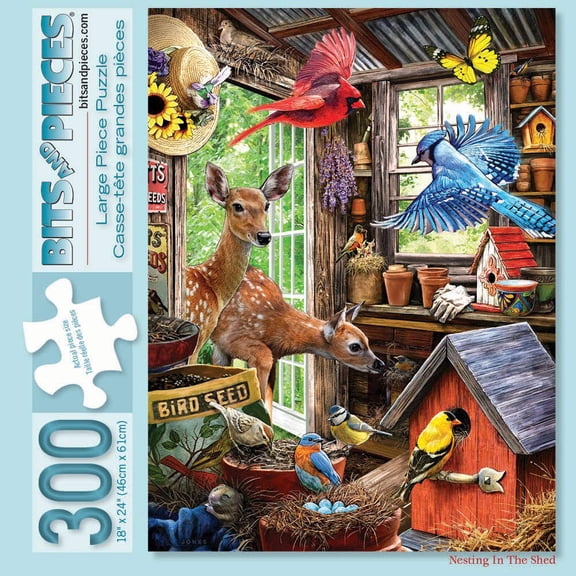 Bits and Pieces 300-Piece Nesting the Shed Jigsaw Puzzle, 18"x24", Wildlife Art