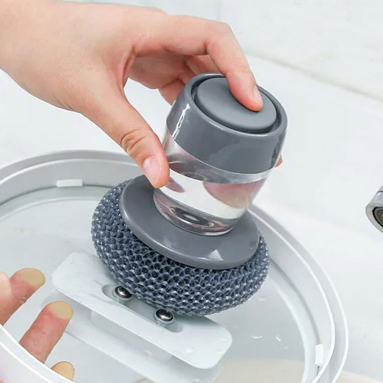 3Pcs Soap Liquid Dispensing Pot Brushes Kitchen Dish Pan Sink