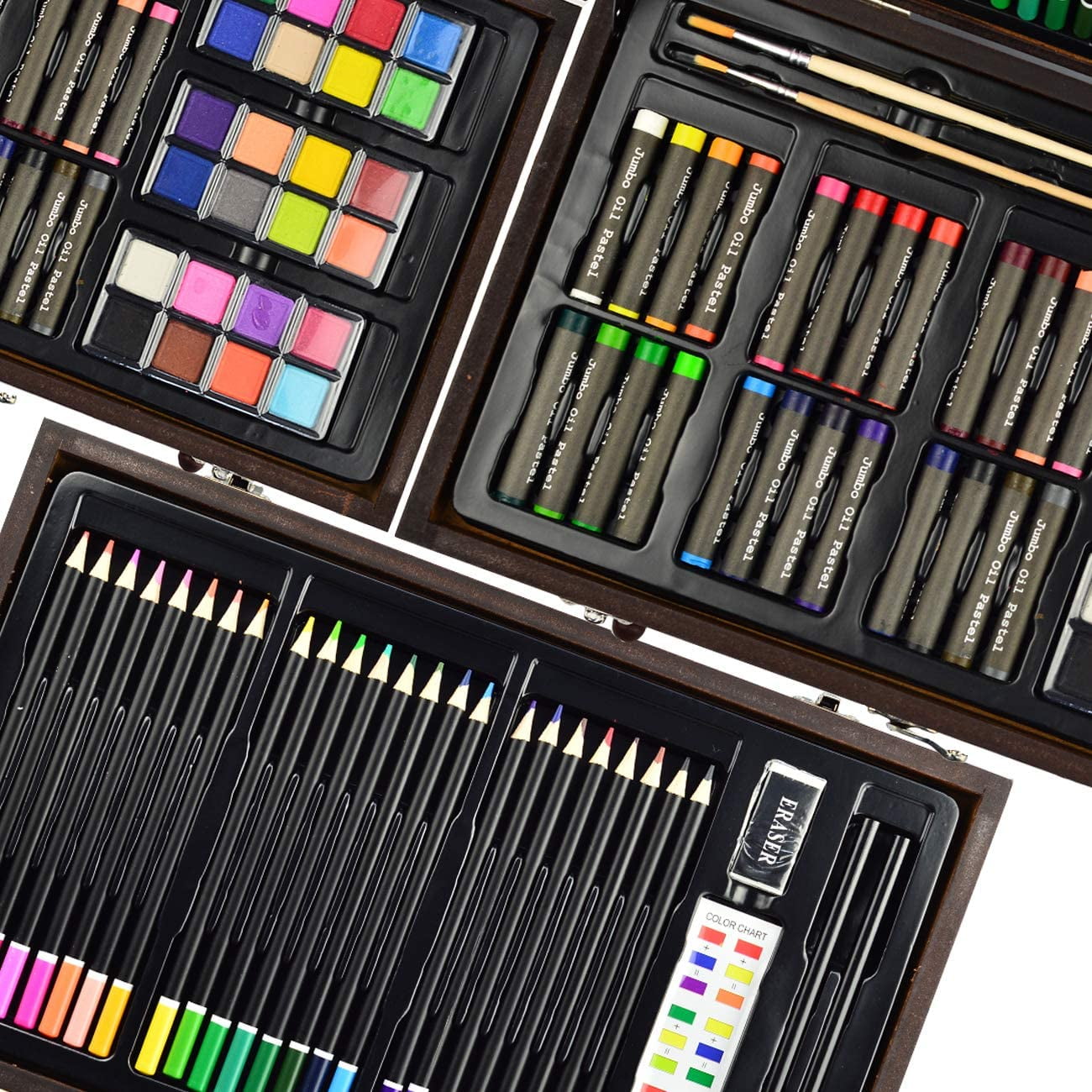 143 Piece Art Set in Portable Wooden Case, Crayons,Art Supplies for Teens Adults Drawing Set